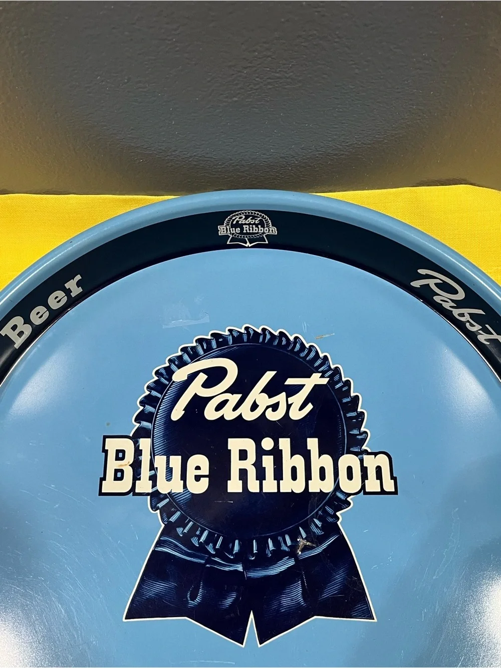 VTG Pabst Blue Ribbon Metal Beer Serving Tray PBR Man Cave Bar